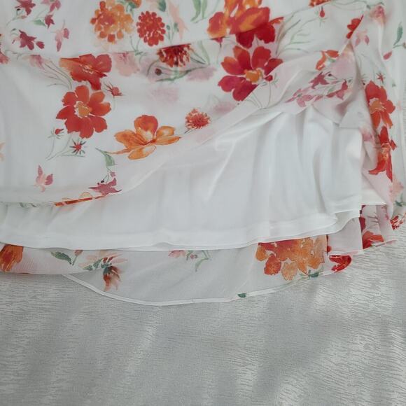 Calvin Klein floral Flutter sleeve Maxi dress white floral Sz 2 Feminine modest - Picture 8 of 12